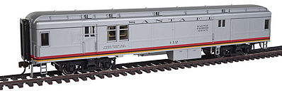 Con-Cor 95101 HO Scale Heavyweight 65' Branchline Baggage-Mail w/Lights - Ready to Run -- Santa Fe #112 (Valley Flyer; silver, red, yellow)