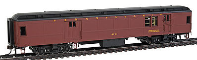 Con-Cor 95105 HO Scale Heavyweight 65' Branchline Baggage/Railway Post Office w/Lights - Ready to Run -- Pennsylvania Railroad #4711 (Tuscan, Futura Lettering)