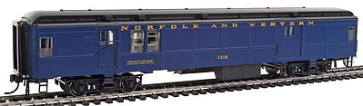Con-Cor 95108 HO Scale Heavyweight 65' Branchline Baggage/Railway Post Office w/Lights - Ready to Run -- Norfolk & Western #1312 (Pevler Blue, black)