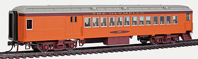 Con-Cor 95154 HO Scale Heavyweight 65' Branchline Combine w/Lights - Ready to Run -- Milwaukee Road #2759 (Olympian, orange, maroon, gray)