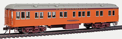 Con-Cor 95204 HO Scale Heavyweight 65' Branchline Solarium-Observation w/Lights - Ready to Run -- Milwaukee Road Crystal Point (Olympian, orange, maroon, gray)