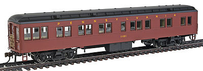 Con-Cor 95205 HO Scale Heavyweight 65' Branchline Solarium-Observation w/Lights - Ready to Run -- Pennsylvania Railroad #1121 (Tuscan, Futura Lettering)