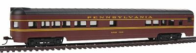 Con-Cor 965 HO Scale 72' Smooth-Side Observation - Ready to Run -- Pennsylvania Railroad (Tuscan Red, Dulux Gold)