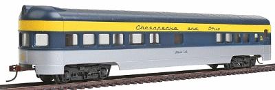 Con-Cor 979 HO Scale 72' Smooth-Side Observation - Ready to Run -- Chesapeake & Ohio (silver)