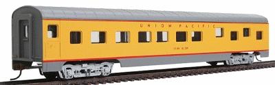 Con-Cor 981 HO Scale 72' Smooth-Side Sleeper - Ready to Run -- Union Pacific (yellow, gray roof, red lettering)