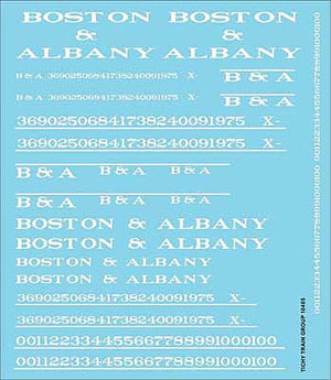 Tichy Trains 10405 HO Scale Railroad Decal Set -- Boston & Albany Roadname Set (white)