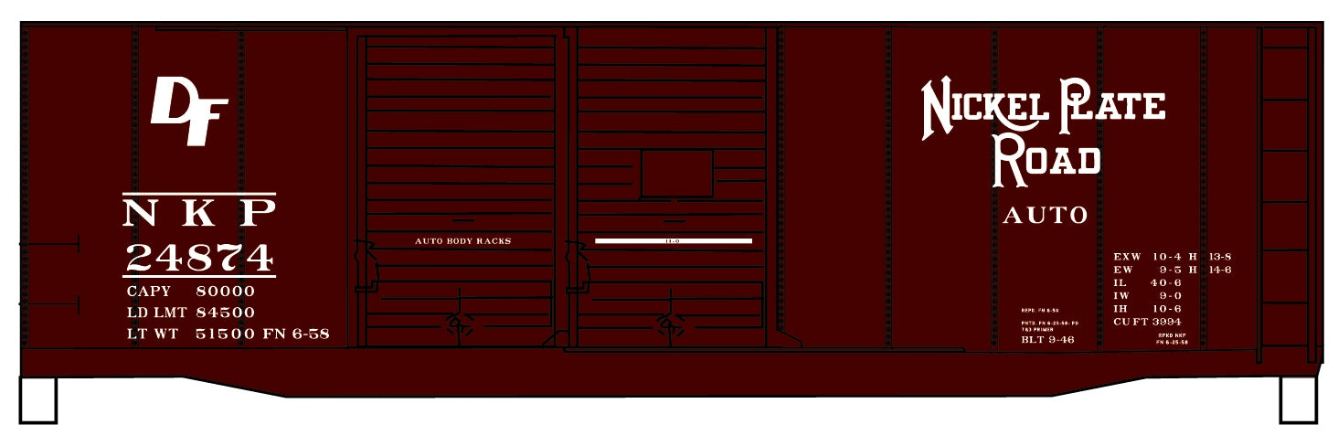 Accurail 3636 Ho 40'Dd Steel Boxcar Nkp