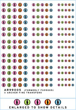 Archer Fine Transfers 99005 Waterslide Decals: Monster Eyeball Slit Style Large for .125, .100, .080"