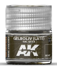AK Interactive RC87 Real Colors: Gelboliv Late RAL6014 (NATO Oliv) Acrylic Lacquer Paint 10ml Bottle
