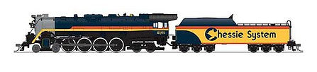 Broadway Limited 6806 HO Scale Class T1 4-8-4 - Sound and DCC - Paragon4 -- Chessie System 2101 (Steam Special, black. yellow, vermillion, blue)