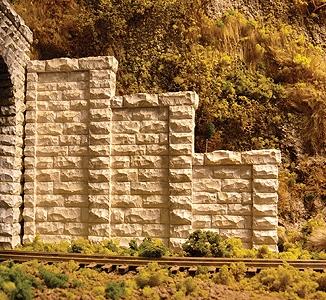 Chooch Enterprises 8401 HO Scale Cut Stone Stepped Tunnel Abutment -- 4-1/2" 11.4cm Base, Max Height 3-1/2" 8.9cm 1 Pair