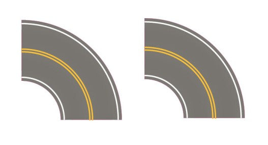 CMR Products 3150000 HO Easy Streets: Medium Asphalt Tight Curve No Passing Roadway (2)