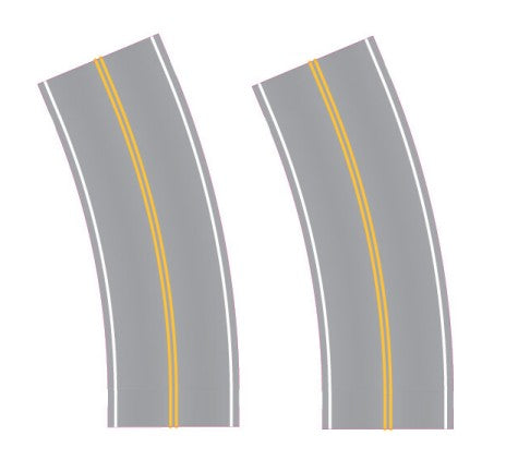 CMR Products 3153010 HO Easy Streets: Aged Asphalt Broad Curve No Passing Roadway (2)