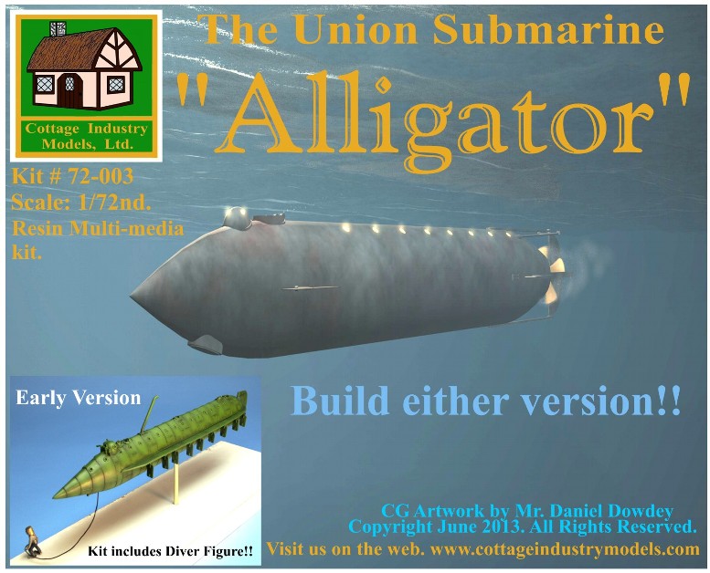 Cottage Industry Models 72003 1/72 Alligator The Union Submarine (8"L)