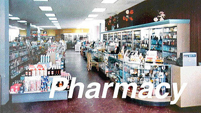 City Classics 1302 HO Scale Picture Window Photo Interior - Pharmacy -- Fits 3 to 3-1/2" 7.6 to 8.9cm Wide x 1-5/8" 4.1cm Building Storefront