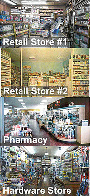 City Classics 1350 HO Scale Four Retail Stores Picture Window Photo Interior 4-Pack -- Fits 3 to 3-1/2" 7.6 to 8.9cm Wide x 1-5/8" 4.1cm Building Storefront