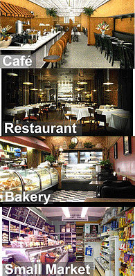 City Classics 1352 HO Scale Four Food Businesses Picture Window Photo Interior 4-Pack -- Fits 3 to 3-1/2 x 1-5/8" 7.6 to 8.9 x 4.1cm Building Storefront