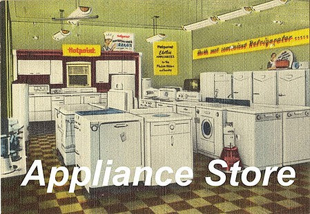 City Classics 1414 HO Scale Appliance Store Picture Window Photo Interior -- Fits 4" 10.2cm Wide x 2-1/8" 5.4cm Building Storefront