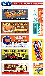 City Classics 50111 HO Scale Miscellaneous Billboard Signs -- Fit #933-3133 (Sold Separately)