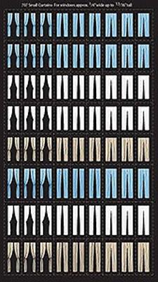 City Classics 707 HO Scale Curtains -- For Windows 1/4" x 13/16" .6 x 2.1cm pkg(70) (blue, white, beige)