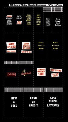 City Classics 716 HO Scale Generic Window Signs for Businesses -- For 5/8 to 1-1/4" 1.6 to 3.2cm Wide Windows