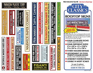 City Classics 802 HO Scale Rooftop Industrial Signs - Kit -- #2 - One of Each Size: 5 x 5/8", 4 x 7/16", 3 x 3/4" & 2 x 7/8"