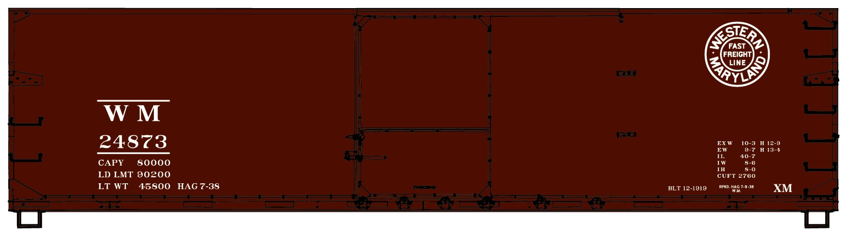 Accurail 4645 40' Ds Wood Boxcar Wm