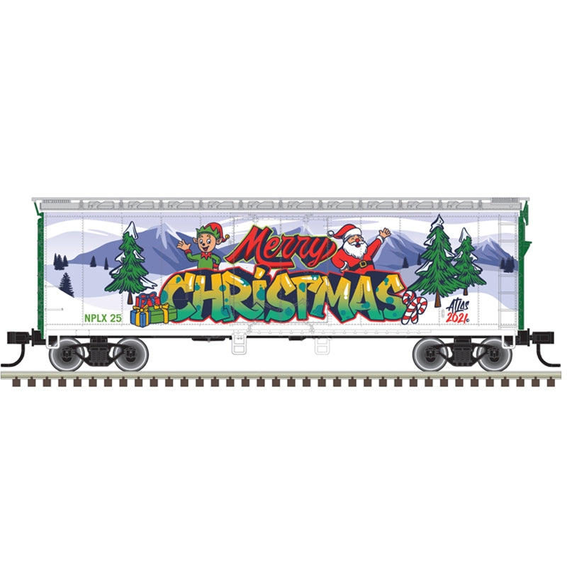 Atlas Trainman 50006043 N 40'Pg Boxcar Christmas Special Nplx25