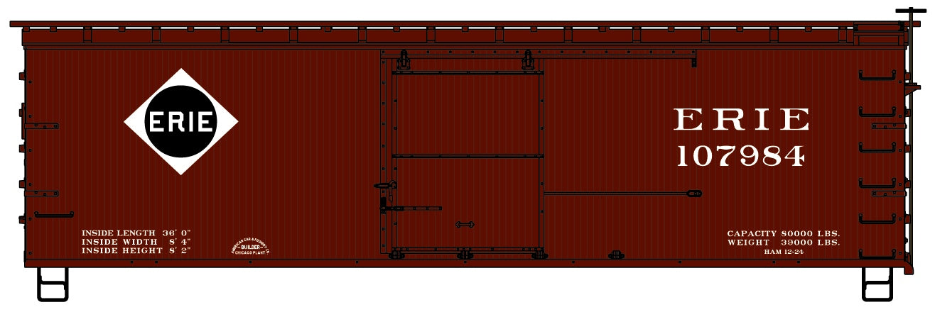 Accurail 1803 Ho 36'Dbl Sht Wood Boxcar Erie