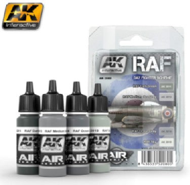 AK Interactive 2080 Air Series: RAF Day Fighter Scheme Acrylic Paint Set (4 Colors) 17ml Bottles (D)