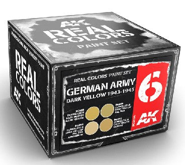 AK Interactive RCS6 Real Colors: German Army Dark Yellow 1943-1945 Acrylic Lacquer Paint Set (4) 10ml Bottles