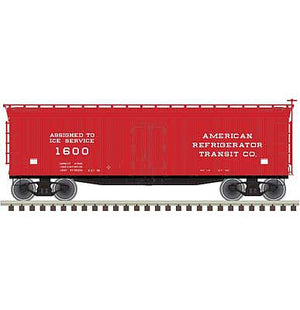 Atlas 20005843 HO Scale 40' Wood Reefer - Ready to Run - Master(R) -- American Refrigerator Transit 1605 (red, black, Ice Service)