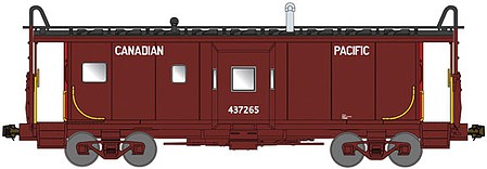 Bluford Shops 42091 N Scale International Car Bay Window Caboose Phase 2 - Ready to Run -- Canadian Pacific 437266 (As-Delivered, Boxcar Red, black)