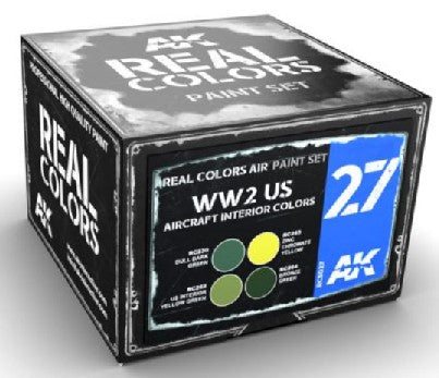 AK Interactive RCS27 Real Colors: WWII US Aircraft Interior Acrylic Lacquer Paint Set (4) 10ml Bottles