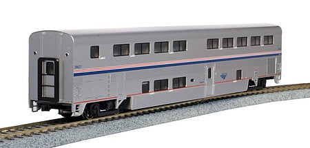 Kato 3562511 HO Scale Superliner II Transition Sleeper - Lighted - Ready-to-Run -- Amtrak #39027 (Phase IVb-VI; silver, blue, red)