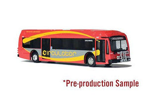 Iconic Replicas 870309 HO Scale Proterra ZX-5 Bus - Assembled -- Washington DC Circulator (red, yellow, gray)