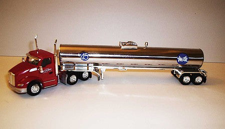Trucks 'N Stuff TNS070 HO Scale Kenworth T680 Day-Cab Tractor with Food-Grade Trailer - Assembled -- Milkway (red, white, blue, chrome)