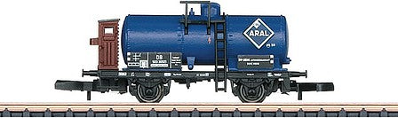 Marklin 82325 Z Scale 2-Axle Tank Car with Brakeman's Cab and Bussing Tank Truck Set - Ready to Run -- ARAL (Era III, blue, brown, black)