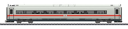 Marklin 43725 HO Scale ICE 4 Class 412 2nd Class Intermediate Car Add-On - 3-Rail - Ready to Run -- German Railroad DB AG (Era V 2018, white, red)