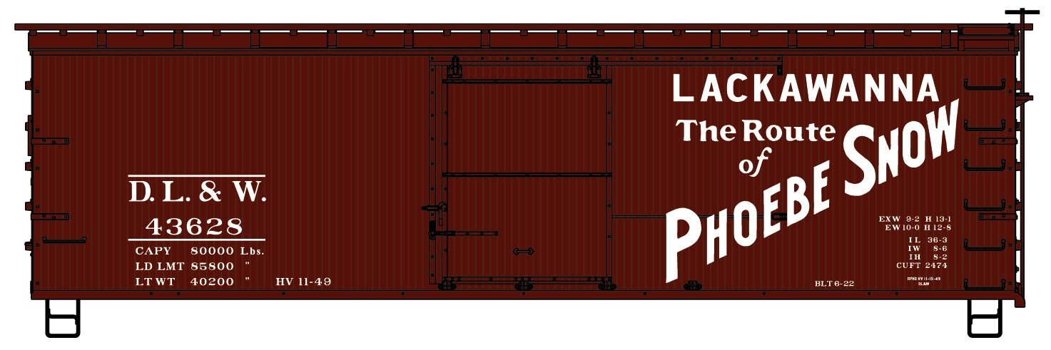 Accurail 1404 Ho 36'Ds Wood Boxcar Cdl&W