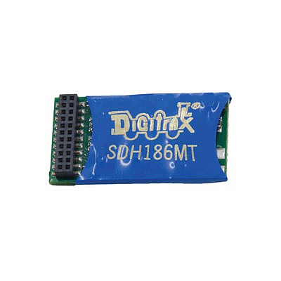Digitrax SDH186MT HO Scale SDH186MT Sound & DCC Control Decoder w/8-Bit SoundFX & 21MTC Interface -- 8 Functions, 2 Selectable Steam & Diesel Sound Schemes, 1-2 Amp Peak