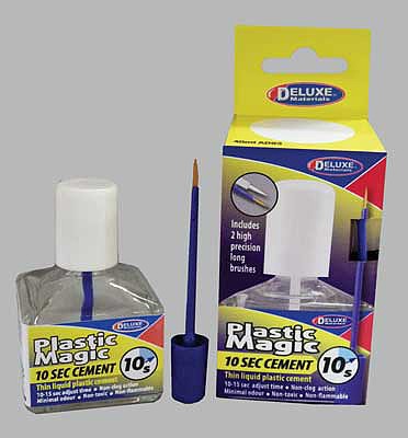 Deluxe Materials AD83 All Scale Plastic Magic Thin Plastic Cement w/2 Brushes - 10 Second Cement -- 1.35oz 40mL
