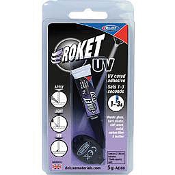 Deluxe Materials AD88 All Scale Roket UV-Cured Adhesive -- 3/16oz 5g Tube with Ultra-violet Light