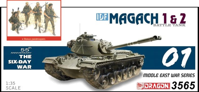 Dragon Models 3565 1/35 IDF Magach 1&2 Battle Tank 55th Anniversary Six-Day War w/4 Israeli Paratroopers 
