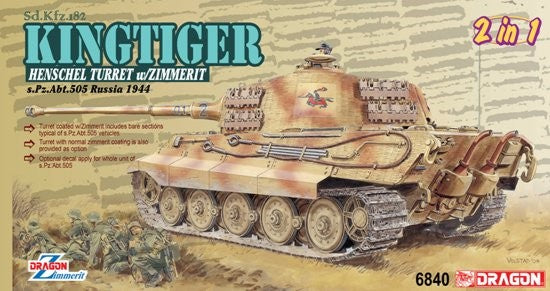 Dragon Models 6840 1/35 SdKfz 182 King Tiger sPzAbt505 Henschel Turret Tank w/Zimmerit Russia 1944 (2 in 1)