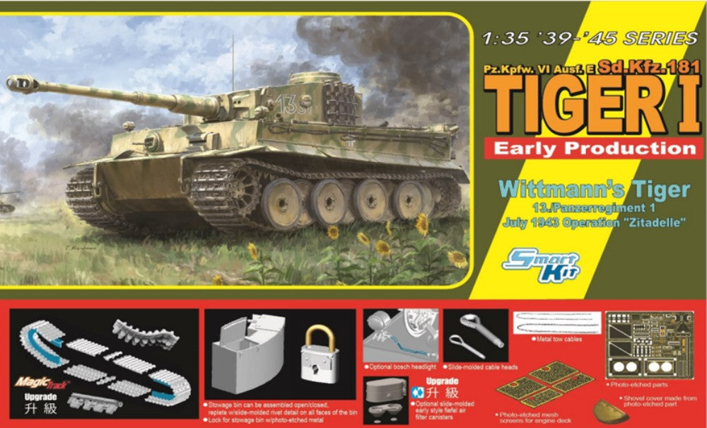Dragon Models 6990 1/35 PzKpfw VI Ausf E SdKfz 181 Tiger I Early Production Tank Wittmann 13/Panzer Rgmt 1 Operation Zitadelle July 1943