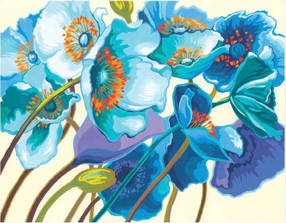 Dimensions Puzzles 91657 Blue Poppies (Flowers) Paint by Number (11"x14")