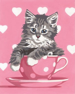 Dimensions Puzzles 91691 Kitten Tea Cup Paint by Number (8"x10")