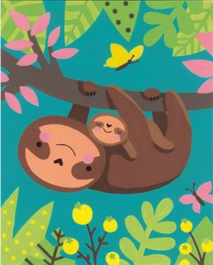 Dimensions Puzzles 91692 Sloth & Baby Paint by Number (8"x10")