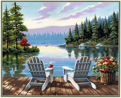 Dimensions Puzzles 91729 Lakeside Morning Paint by Number (20"x16")